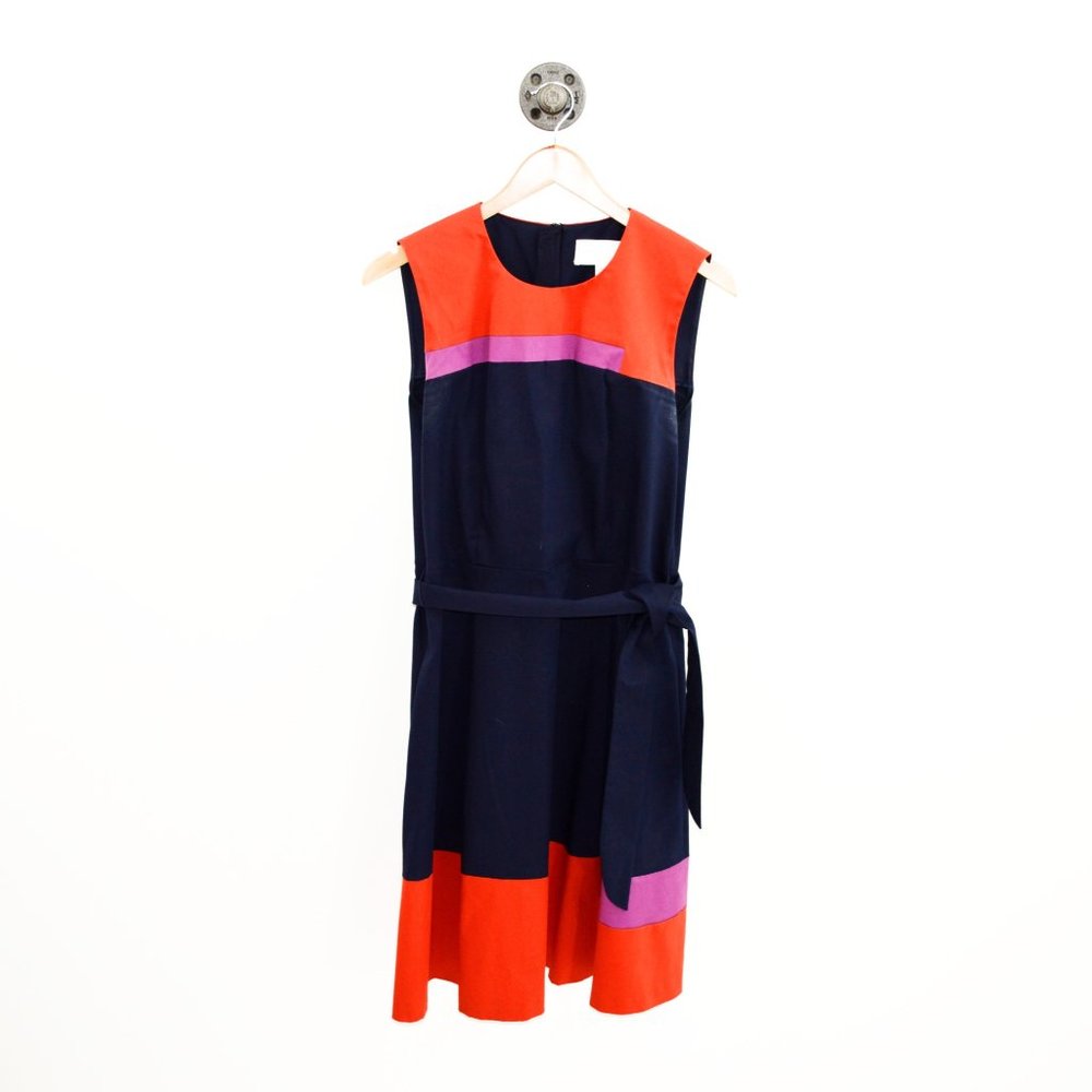 BOSS by Hugo Boss Hadesa colorblock belted sleeveless fit-and-flare #107-5